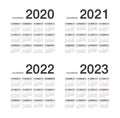Year 2020 and Year 2021 and Year 2022 and Year 2023 calendar vector design template, Royalty Free Stock Photo