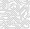 Seamless hi-tech electronic monochrome pattern. Black and white outline circuit board. Sci Fi texture, vector background