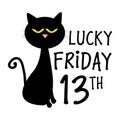 Lucky Friday 13th -  funny abominable black cat. Royalty Free Stock Photo