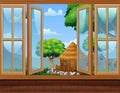 Open window with a rural landscape Royalty Free Stock Photo