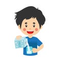 Happy Cute Kid Pour Water Glass Royalty Free Stock Photo