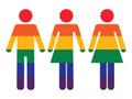 LGBTQ+ icon. Three rainbow colored gender icons,illustrating the LGBTQ+ community Royalty Free Stock Photo