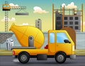 A mixer truck in front of the construction site Royalty Free Stock Photo