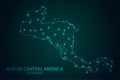 Map of Central America - With glowing point and lines scales on the dark gradient background Royalty Free Stock Photo