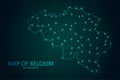 Map of Belgium - With glowing point and lines scales on the dark gradient background, 3D mesh polygonal network connections