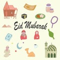 Cute Doodles Eid Mubarak, hand drawn
