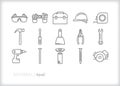 Tool icon set for construction, fixing things, woodworking