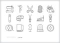 Sew icons for handsewing and crafting clothes, quilts and patterns Royalty Free Stock Photo