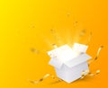Open box with gold confetti , isolated on transparent background Royalty Free Stock Photo