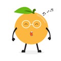 Orange Lemonade Fruit Character Sing Illustration Vector