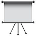 Blank pull-down portable projector screen on tripod Royalty Free Stock Photo