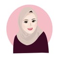 Moslem woman wearing hijab portrait illustration vector