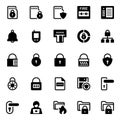 Glyph icons for crime and security. Royalty Free Stock Photo