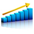 Business Graph with arrow showing profits and gains Royalty Free Stock Photo