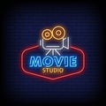 Movie Studio Neon Signs Style Text Vector Royalty Free Stock Photo