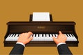 Hand playing piano, pianist musician pratice symbol concept in cartoon illustration vector Royalty Free Stock Photo