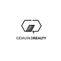 Genuine realty vector logo. Real estates logo. Vector. Unique properties emblem