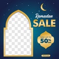 Social media post Ramadan discount template, suitable for web promotion and social media