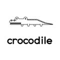 Outlined cute cartoon crocodile