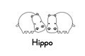 Outlined cute cartoon hippopotamus couple