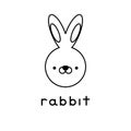 Outlined cute cartoon rabbit