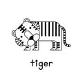 Outlined cute cartoon tiger