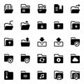 Glyph icons for file and folder. Royalty Free Stock Photo