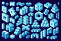 Design elements. Set of isometric simple constructions
