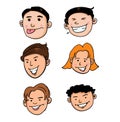 Smiling young boys` and girls` faces. Royalty Free Stock Photo