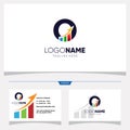 Initial Letter O Chart Bar Logo Design and Bussiness Card Vector Graphic