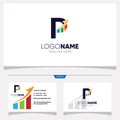 Initial Letter P Chart Bar Logo Design and Bussiness Card Vector Graphic