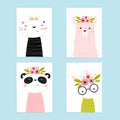 Print. Posters with animals. Cartoon characters. Cartoon animals. Royalty Free Stock Photo