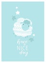Print. Vector poster with a lamb \