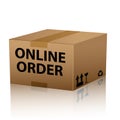 Online order from internet web shop package in cardboard box Royalty Free Stock Photo
