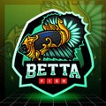 Betta fish mascot. esport logo design Royalty Free Stock Photo