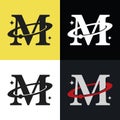 Letter M Orbit alphabetic logo vector design
