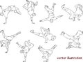 Vector silhouette of a dancing breakdancer