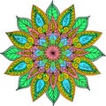 Mandala colored - mandala leaves and flowers colorful