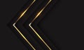 Abstract twin gold shadow arrow direction on black with blank space design modern luxury futuristic background vector