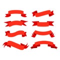 Flat vector red ribbons illustration Collection