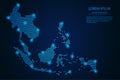 Abstract image Southeast Asia map from point blue and glowing stars on a dark background Royalty Free Stock Photo