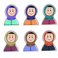 Hijab woman cartoon, flat design, hijab woman illustration