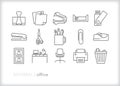 Office icons of ojbects workers use in a 9 to 5 job Royalty Free Stock Photo