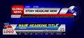 Set of breaking news template tv or banner template hot news for broadcasting or live report streaming television concept Royalty Free Stock Photo