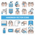Handwash vector icons in filled outline style.