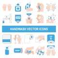 Handwash vector icons in flat style.