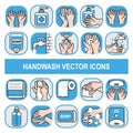 Handwash vector icons in badge style.