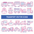 Transport vector icons in outline style. Royalty Free Stock Photo