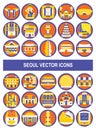 Seoul vector icons in badge style. Royalty Free Stock Photo