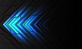 Abstract blue light arrow direction on dark grey metallic black line cyber circuit geometric design modern style futuristic backgr Royalty Free Stock Photo